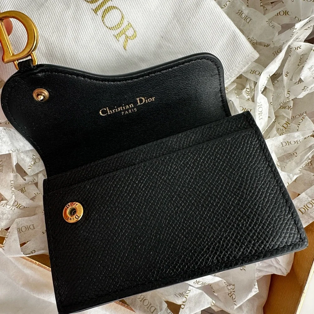 Dior Black Textured Leather Wallet